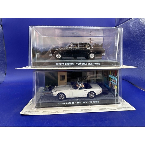 58 - 2 x James Bond Scale Diecast, Unopened Bubble Card. Toyota Crown and Toyota 2000GT, you only live tw... 