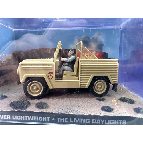 6 - James Bond Scale Diecast, Unopened Bubble Card. Land Rover Lightweight, The Living Daylights