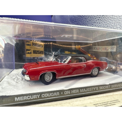 68 - 2 x James Bond Scale Diecast, Unopened Bubble Card. Mercedes 600 and mercury cougar from on her Maje... 