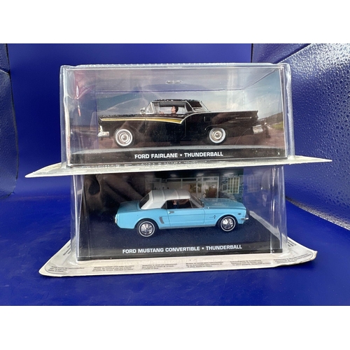 70 - 2 x James Bond Scale Diecast, Unopened Bubble Card. Ford Fairlane and Ford mustang convertible from ... 