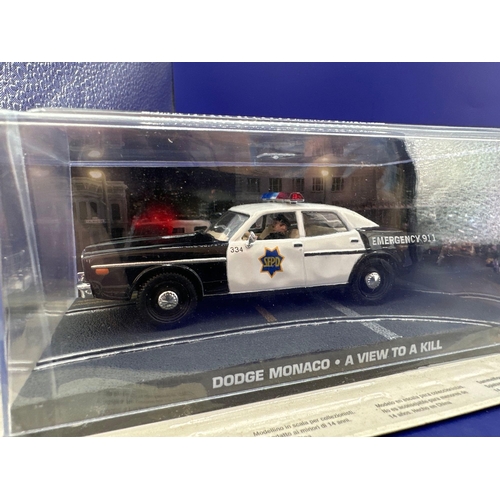 71 - 2 x James Bond Scale Diecast, Unopened Bubble Card. Dodge Monaco and Renault 11 from a view to kill.