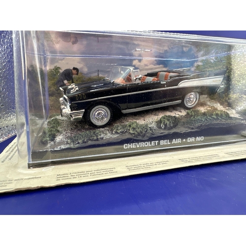 72 - 2 x James Bond Scale Diecast, Unopened Bubble Card. Chevrolet, Bel-Air and Sunbeam alpine from docto... 