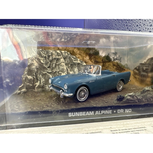 72 - 2 x James Bond Scale Diecast, Unopened Bubble Card. Chevrolet, Bel-Air and Sunbeam alpine from docto... 