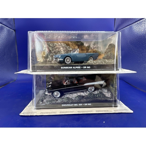 72 - 2 x James Bond Scale Diecast, Unopened Bubble Card. Chevrolet, Bel-Air and Sunbeam alpine from docto... 