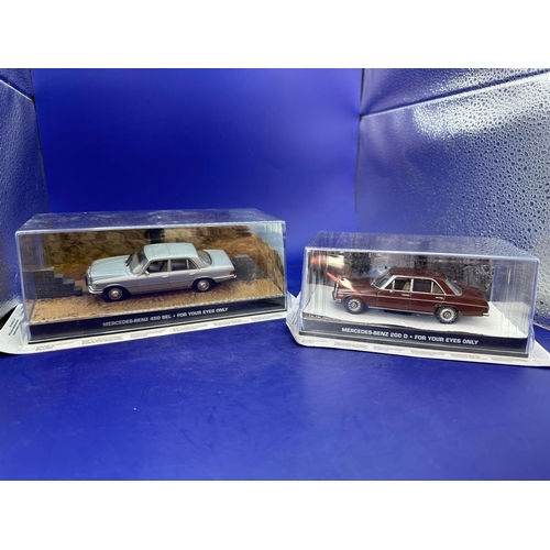 82 - 2 x James Bond Scale Diecast, Unopened Bubble Card. Mercedes-Benz 200 D Mercedes Benz 450 SEL from f... 