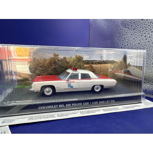 84 - 2 x James Bond Scale Diecast, Unopened Bubble Card. Chevrolet, Bel-Air and Chevrolet Belair police c... 