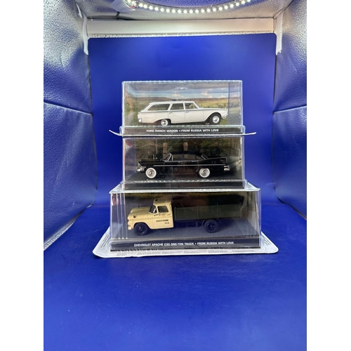 92 - 3 x James Bond Scale Diecast, Unopened Bubble Card. Ford ranch wagon, a black taxi has no brand and ... 