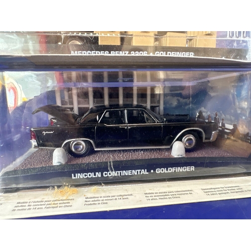 95 - 3 x James Bond Scale Diecast, Unopened Bubble Card. Lincoln continental Mercedes-Benz 220S and Ford ... 