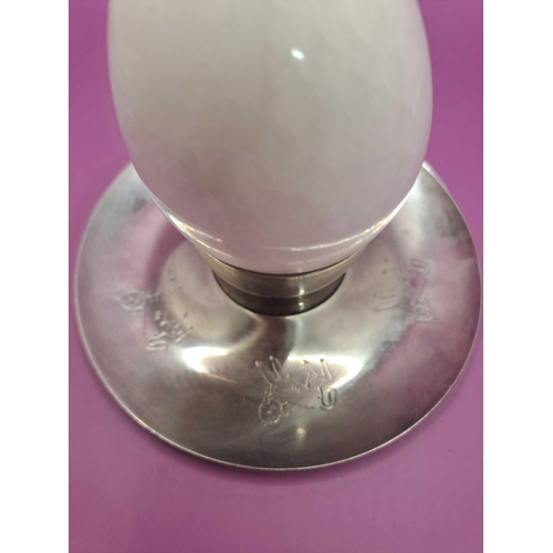 525 - Angora Stainless steel egg cup with white marble egg