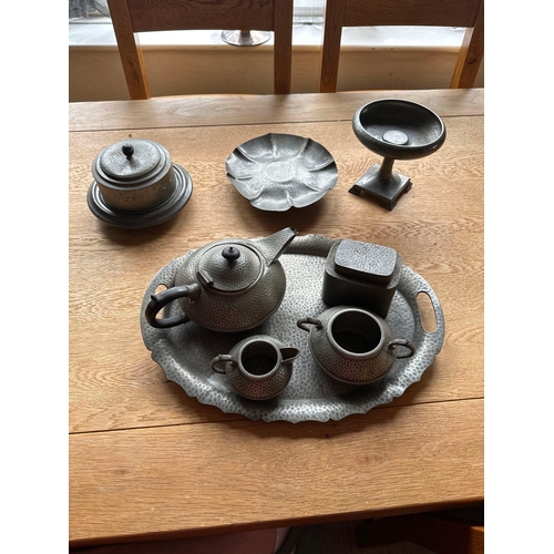 Civic Pewter And Trafalgar Pewter Tea Set And Others Bits As Pictured