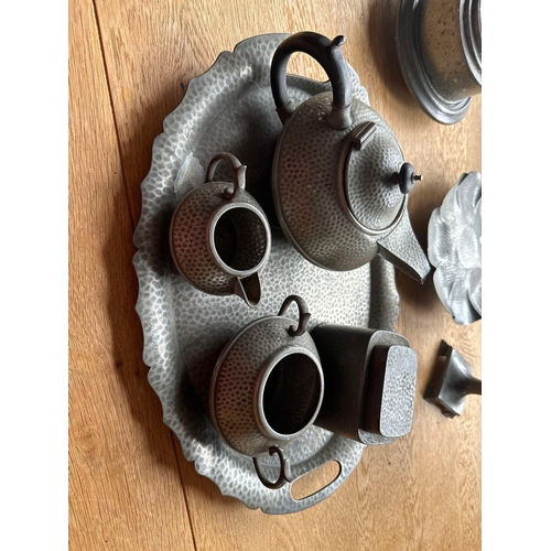 Civic Pewter And Trafalgar Pewter Tea Set And Others Bits As Pictured