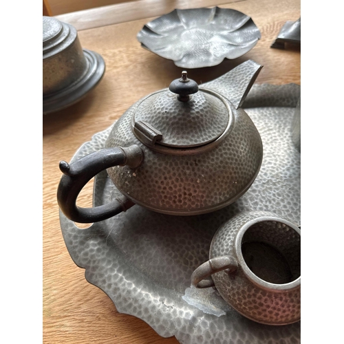 Civic Pewter And Trafalgar Pewter Tea Set And Others Bits As Pictured