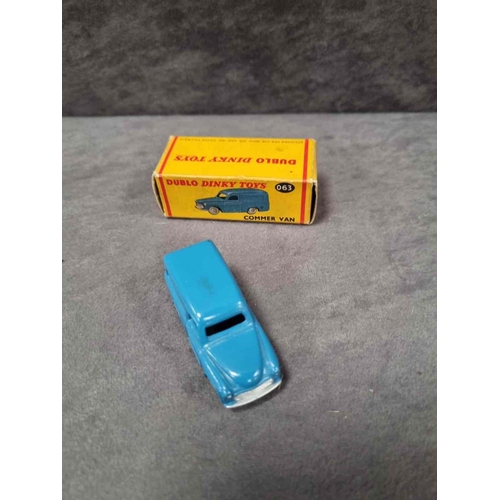 262 - Dublo Dinky diecast #063 Commer van in blue in excellent box (one tab disconnected)