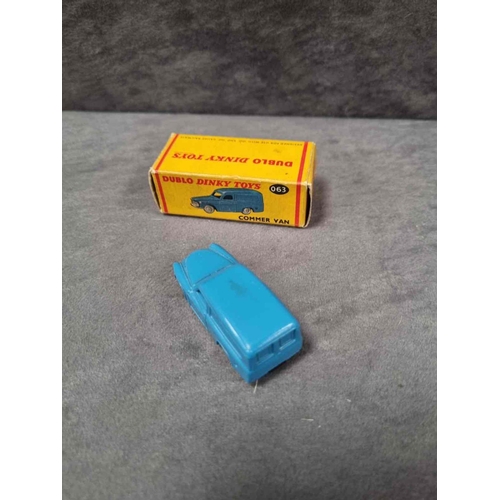 262 - Dublo Dinky diecast #063 Commer van in blue in excellent box (one tab disconnected)