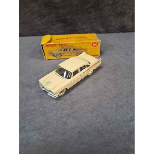 264 - Dinky Toys diecast #191 Dodge Royal Sedan in cream in box (Missing 3 tabs annd one flap)