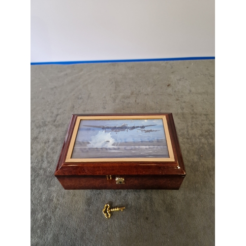 563 - Heroes of The Night Dambuster Keepsake box The rich mahogany finish keepsake box is adorned with str... 