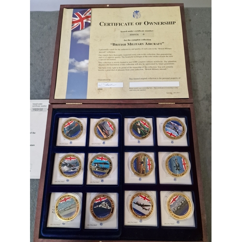 565 - Windsor Mint British Military Aircraft 12 coin collection limited edition issue number 926 of 9999 i... 