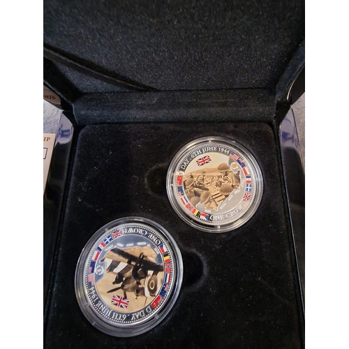 568 - The Bradford exchange -  70th Anniversary D-Day Commemorative silver crown 2 coin set limited to 499... 