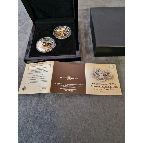 568 - The Bradford exchange -  70th Anniversary D-Day Commemorative silver crown 2 coin set limited to 499... 