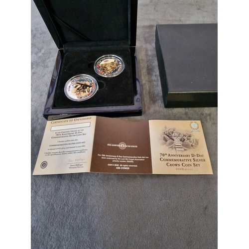 568 - The Bradford exchange -  70th Anniversary D-Day Commemorative silver crown 2 coin set limited to 499... 