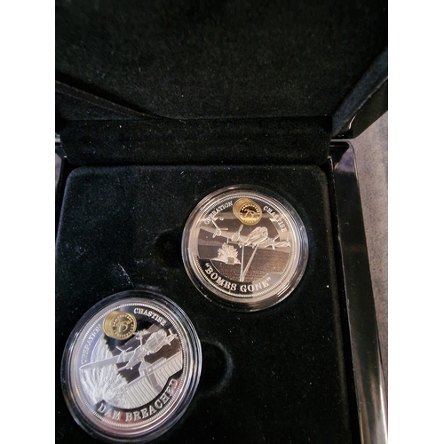 570 - The Dambuster 75th Anniversary Silver Dollar 2 coin Set limited edition number  179 comprising of 2 ... 