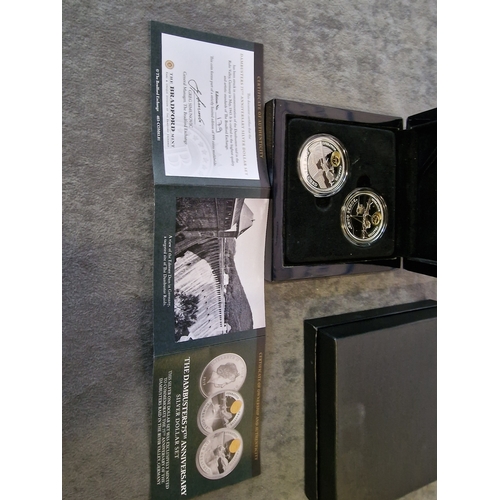 570 - The Dambuster 75th Anniversary Silver Dollar 2 coin Set limited edition number  179 comprising of 2 ... 