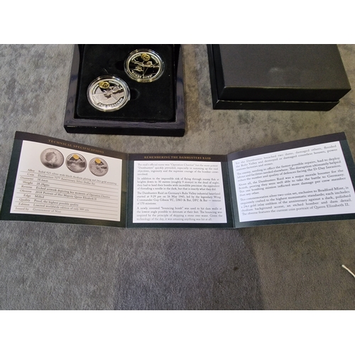 570 - The Dambuster 75th Anniversary Silver Dollar 2 coin Set limited edition number  179 comprising of 2 ... 