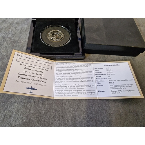 574 - 75th Anniversary of the introduction of the Avro Lancaster Commemorative 925 silver Piedfort crown c... 