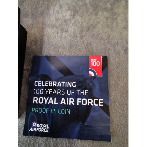 577 - RAF Celebrating 100 Years of The Royal Air Force Â£5 Jersey Silver Proof Mint Coin n presentation ca... 