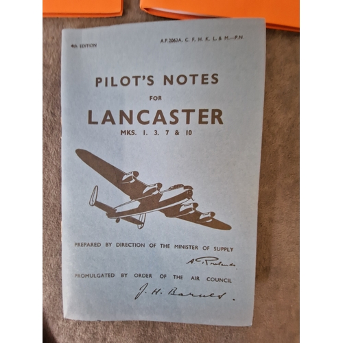 578 - 3x Pilots notebooks comprising of  (1) Pilots Notes for Lancaster Mks 1, 3, 7  10 Air Publication 20... 