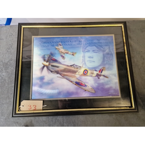 579 - David Penfound Spirit of the Spitfire Painting 3d print mounted in a black and gold glazed wooden fr... 