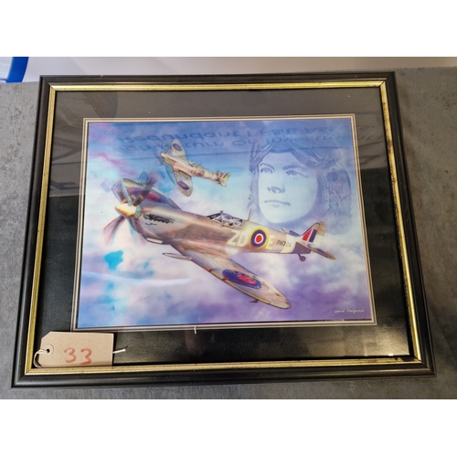 579 - David Penfound Spirit of the Spitfire Painting 3d print mounted in a black and gold glazed wooden fr... 