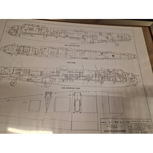 586 - Framed Wall Art Drawing By A.V. Roe And Co Ltd Title Location Of Equipment Type Lancaster Mk I-II -V... 