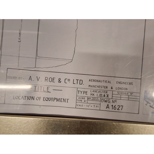 586 - Framed Wall Art Drawing By A.V. Roe And Co Ltd Title Location Of Equipment Type Lancaster Mk I-II -V... 