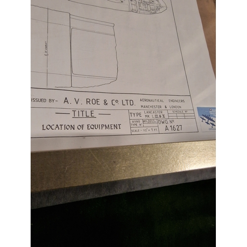 586 - Framed Wall Art Drawing By A.V. Roe And Co Ltd Title Location Of Equipment Type Lancaster Mk I-II -V... 