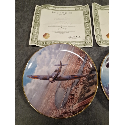 587 - 2 x John Young limited edition fine porcelain commemorative wall plates each detailed verso (1) Prid... 