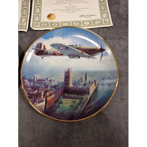 587 - 2 x John Young limited edition fine porcelain commemorative wall plates each detailed verso (1) Prid... 