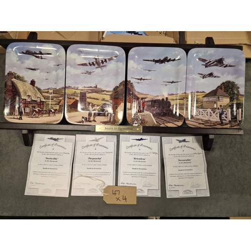 592 - 4 X Alec Macdonald Limited Edition South In Formation Fine Porcelain Commemorative Wall Plates 9 Pl... 