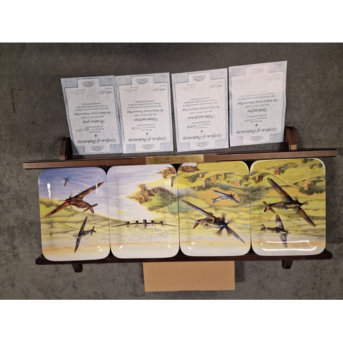 593 - 4 X Fine Porcelain The Battle Of Britain Memorial Flight Davenport Commemorative Wall Plates 9 Titl... 