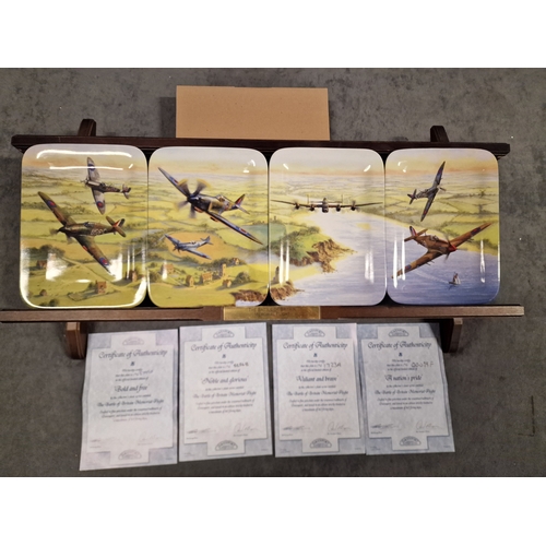 593 - 4 X Fine Porcelain The Battle Of Britain Memorial Flight Davenport Commemorative Wall Plates 9 Titl... 