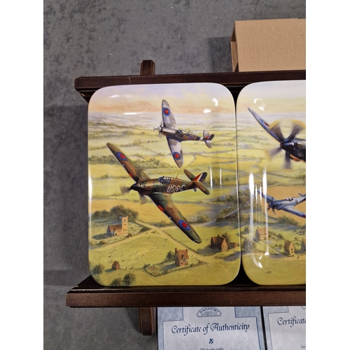 593 - 4 X Fine Porcelain The Battle Of Britain Memorial Flight Davenport Commemorative Wall Plates 9 Titl... 