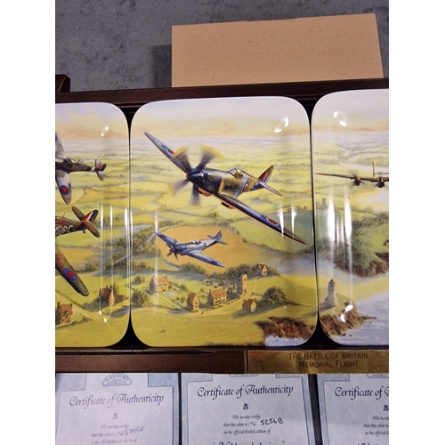 593 - 4 X Fine Porcelain The Battle Of Britain Memorial Flight Davenport Commemorative Wall Plates 9 Titl... 