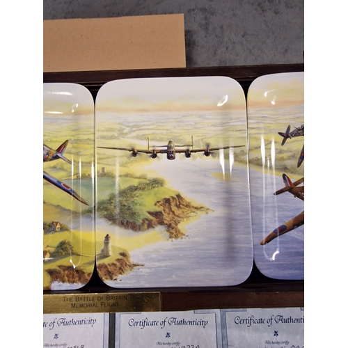 593 - 4 X Fine Porcelain The Battle Of Britain Memorial Flight Davenport Commemorative Wall Plates 9 Titl... 