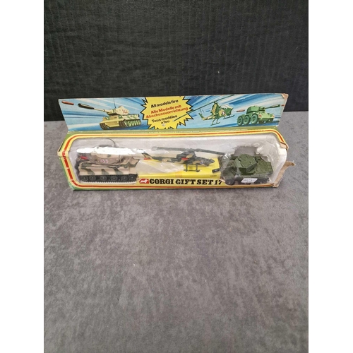 294 - Corgi Diecast Gift Set 17 military set of 3 vehicles comprising Tiger Mk1 tank, Bell AH-1G Helicopte... 