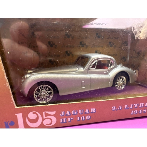 100 - Set of 3 Brumm Jaguars Diecasts. a red Jaguar soft top HP 160 1948 #102. A sliver hard top HP160 194... 