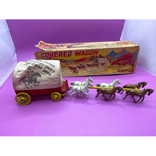 107A - Covered Wagon Driver Hood six horses. Made in England. (Please not driver not included and box has d... 