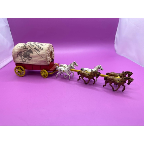 107A - Covered Wagon Driver Hood six horses. Made in England. (Please not driver not included and box has d... 