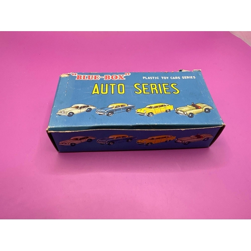 120 - Blue box, plastic toy car series or two series made in Hong Kong catalogue number 7402