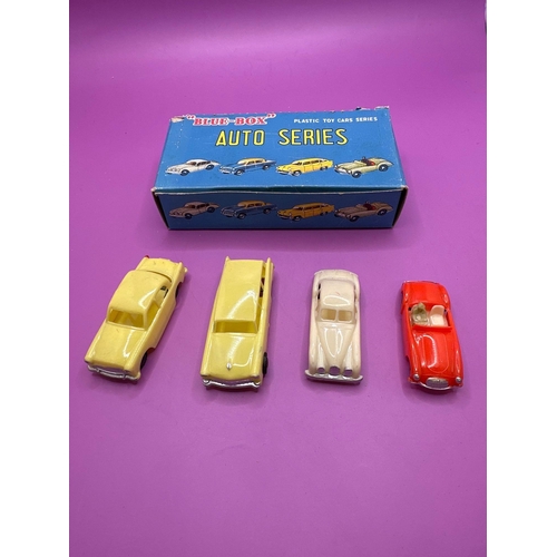 120 - Blue box, plastic toy car series or two series made in Hong Kong catalogue number 7402