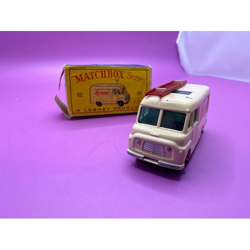 155 - Matchbox series, a moko Lesney product number 62 a Rentaset Tv Service Van. Missing antenna and box ... 